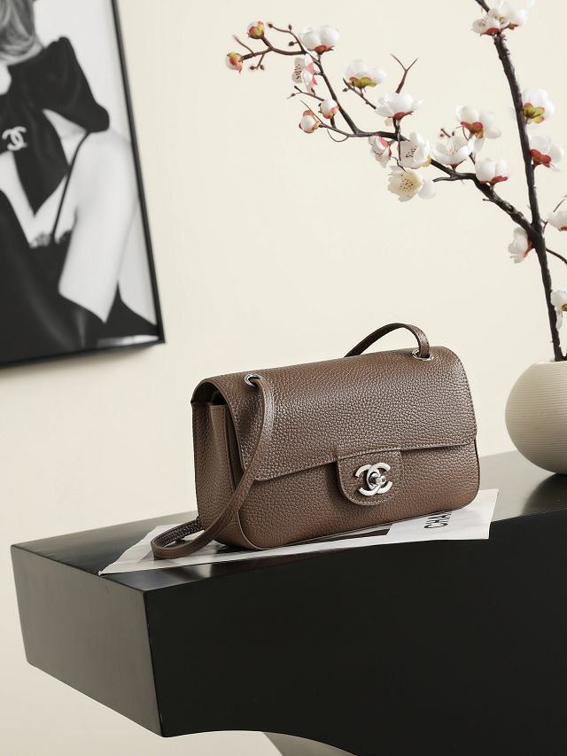 CC grained calfskin mini flap bag AS6573 light brown