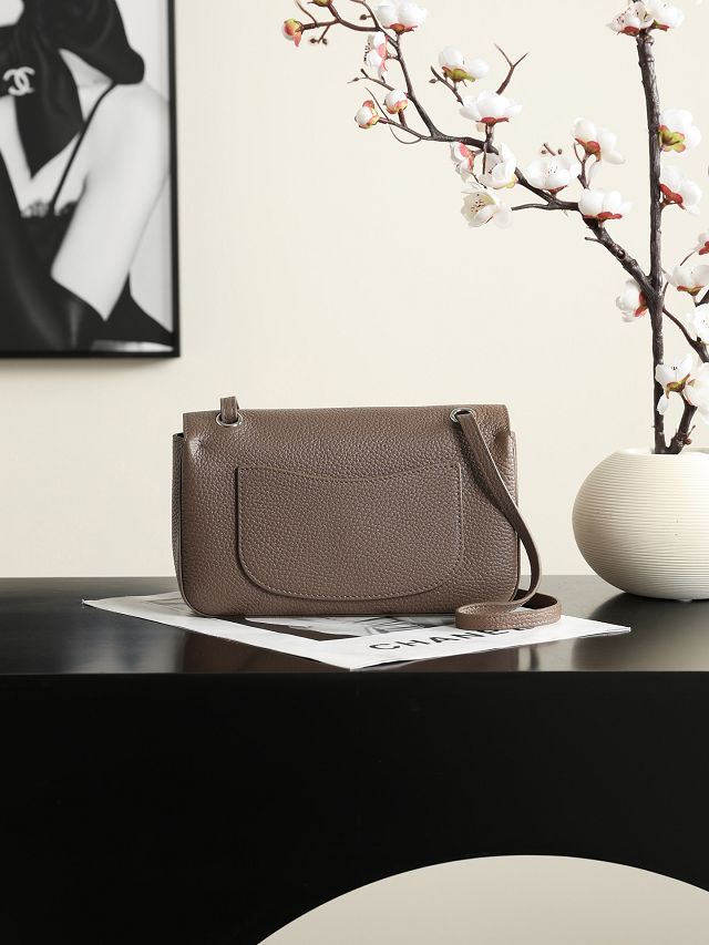 CC grained calfskin mini flap bag AS6573 light brown