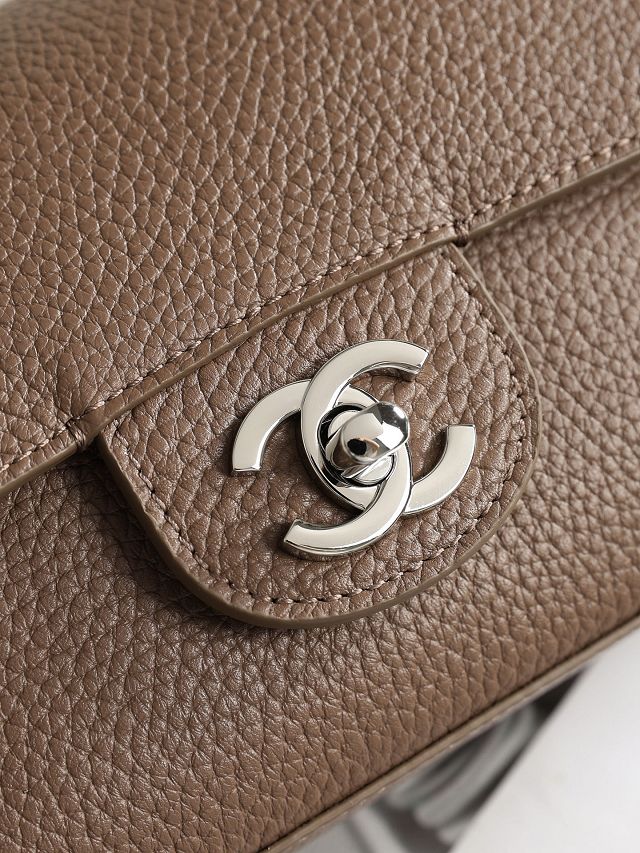 CC grained calfskin mini flap bag AS6573 light brown