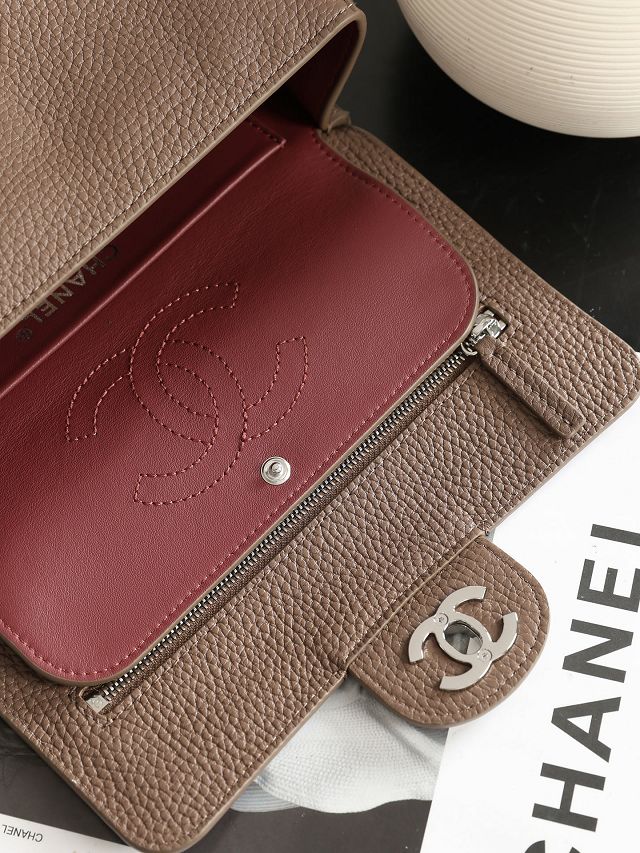 CC grained calfskin mini flap bag AS6573 light brown