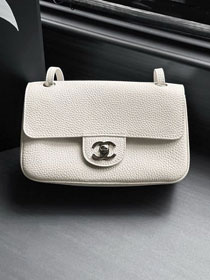 CC grained calfskin mini flap bag AS6573 white
