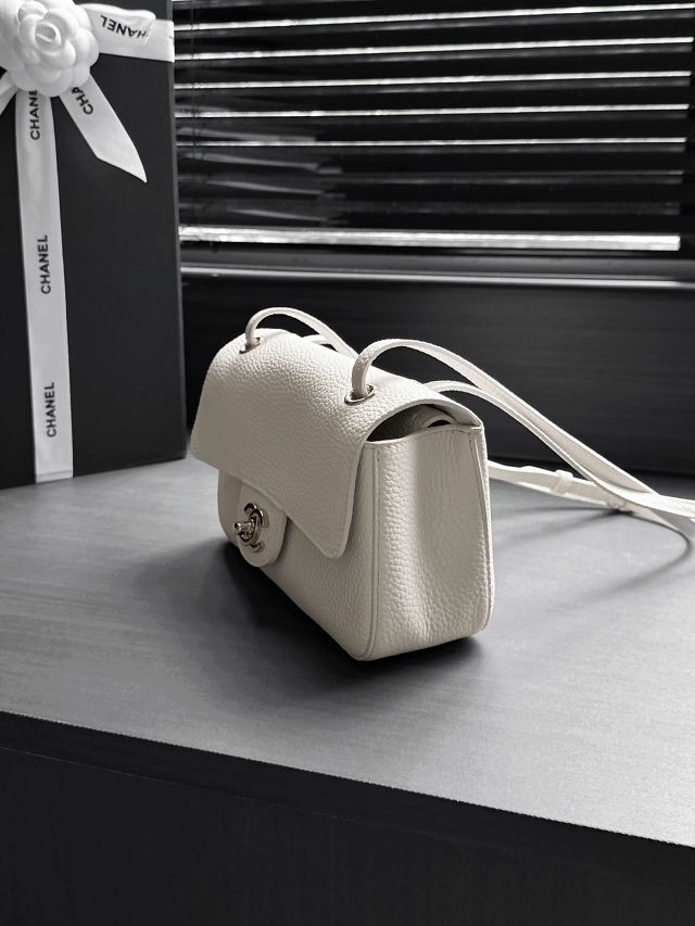 CC grained calfskin mini flap bag AS6573 white