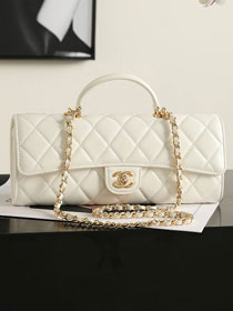 CC lambskin clutch with chain AP5280 white