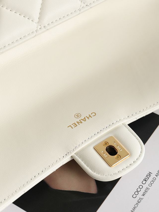 CC lambskin clutch with chain AP5280 white