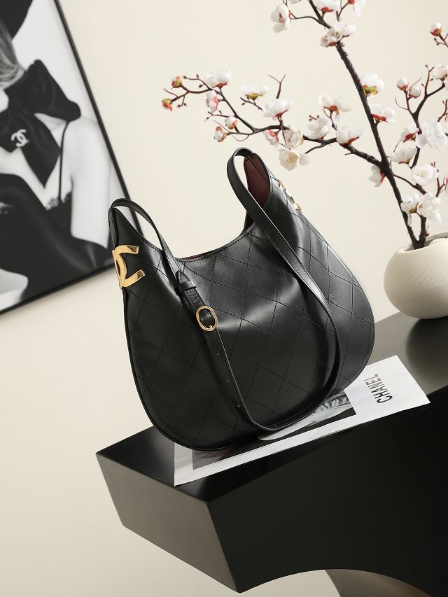 CC lambskin large hobo handbag AS6601 black