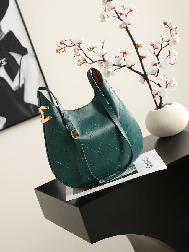 CC lambskin large hobo handbag AS6601 green