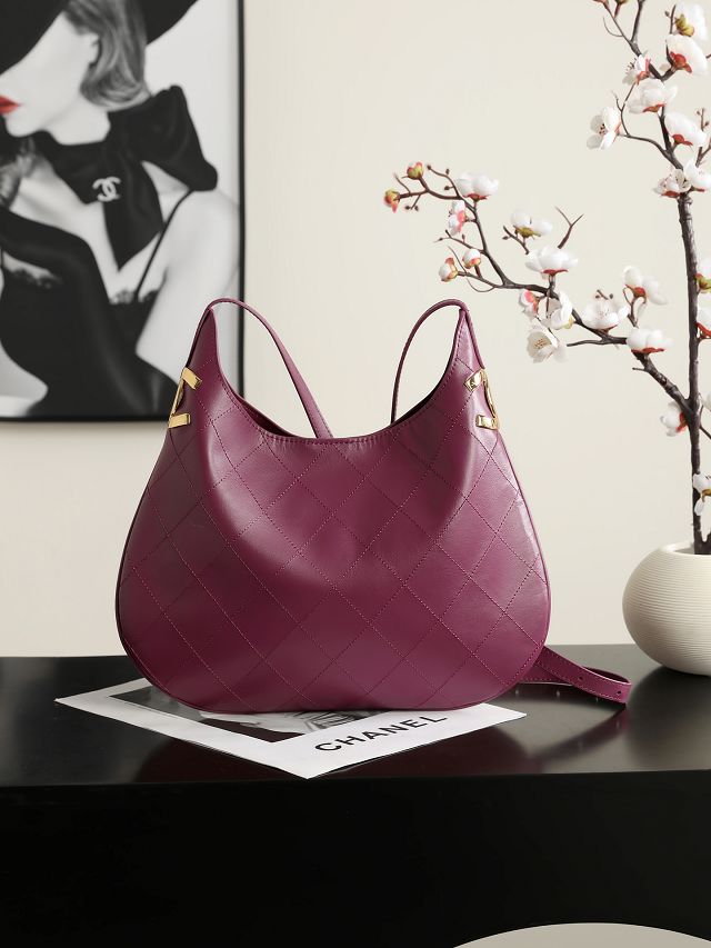 CC lambskin large hobo handbag AS6601 purple