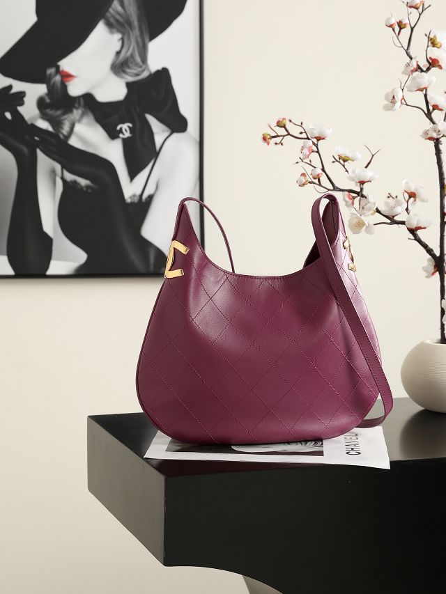 CC lambskin large hobo handbag AS6601 purple