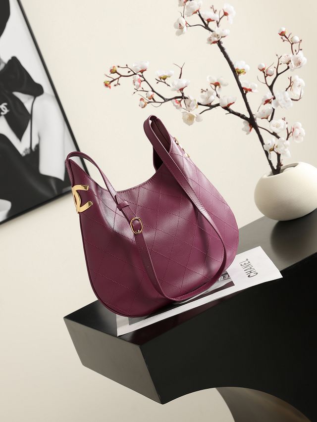 CC lambskin large hobo handbag AS6601 purple