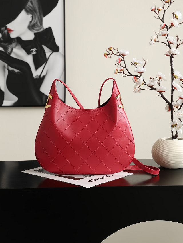 CC lambskin large hobo handbag AS6601 red
