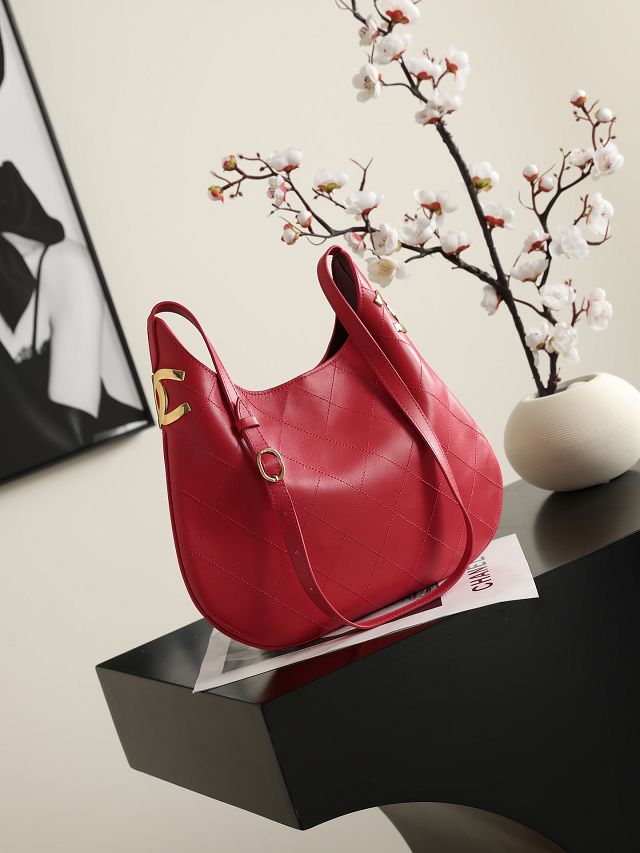 CC lambskin large hobo handbag AS6601 red