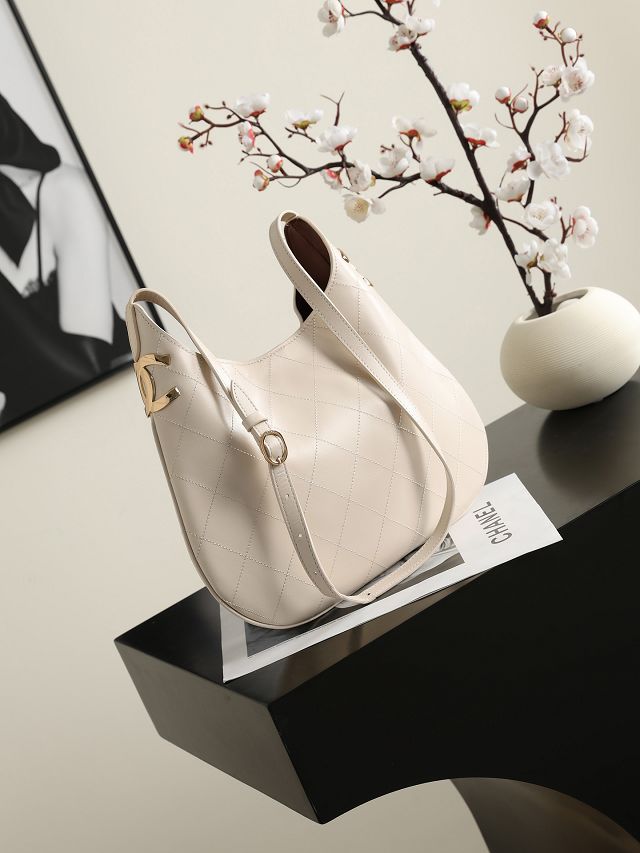 CC lambskin large hobo handbag AS6601 white