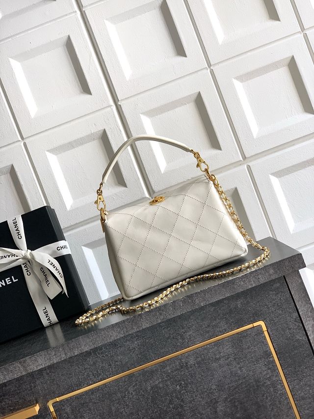 CC lambskin small hobo bag AS6255 white