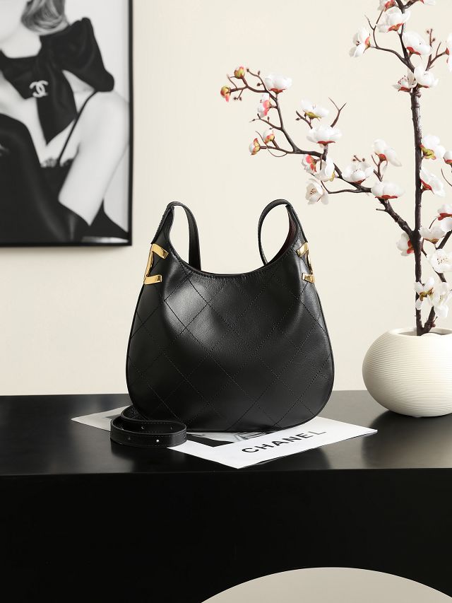 CC lambskin small hobo handbag AS6602 black