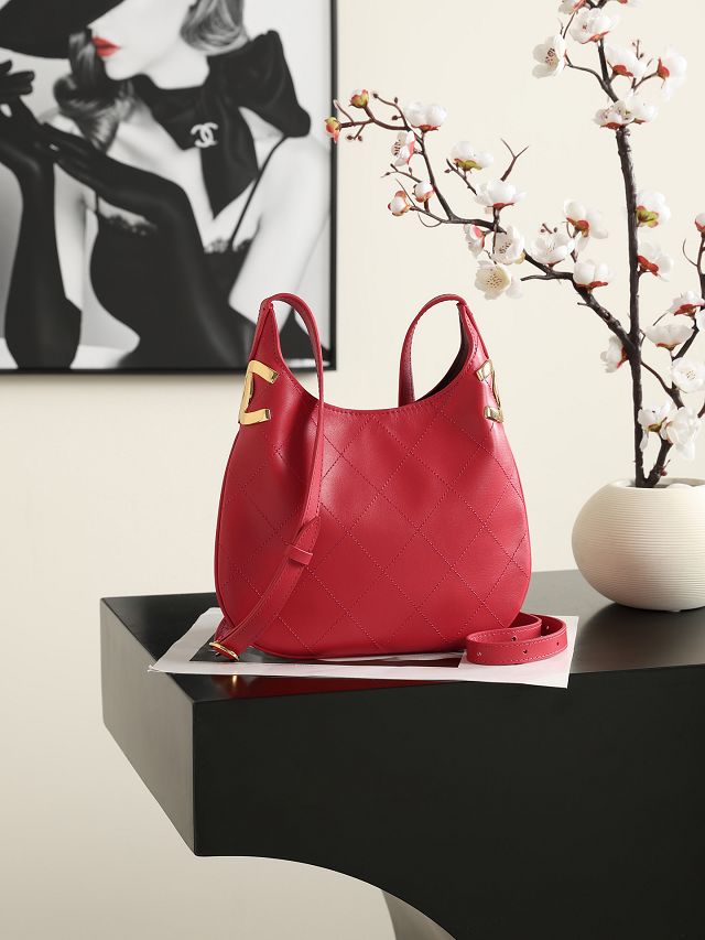 CC lambskin small hobo handbag AS6602 red