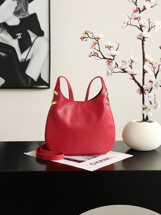 CC lambskin small hobo handbag AS6602 red