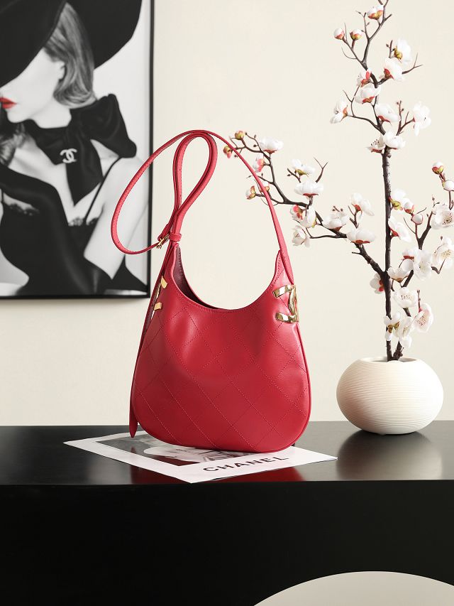 CC lambskin small hobo handbag AS6602 red