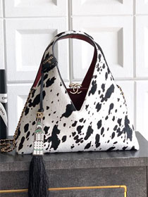 CC lambskin small shopping bag AS6392 black&white