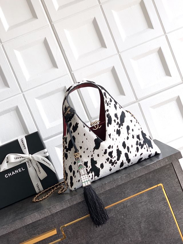 CC lambskin small shopping bag AS6392 black&white