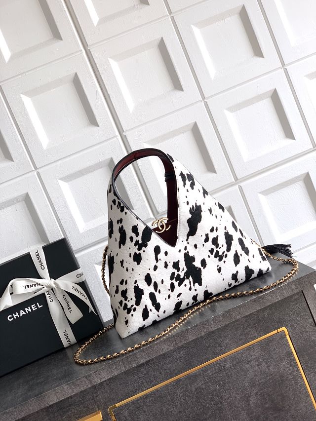 CC lambskin small shopping bag AS6392 black&white