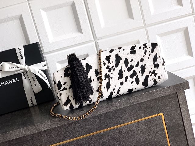 CC lambskin small shopping bag AS6392 black&white