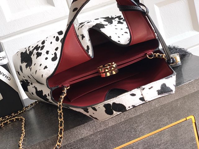 CC lambskin small shopping bag AS6392 black&white