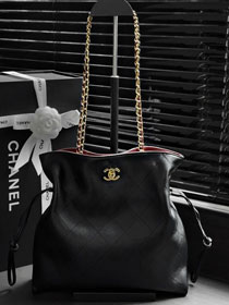 CC lambskin small shopping bag AS6495 black 