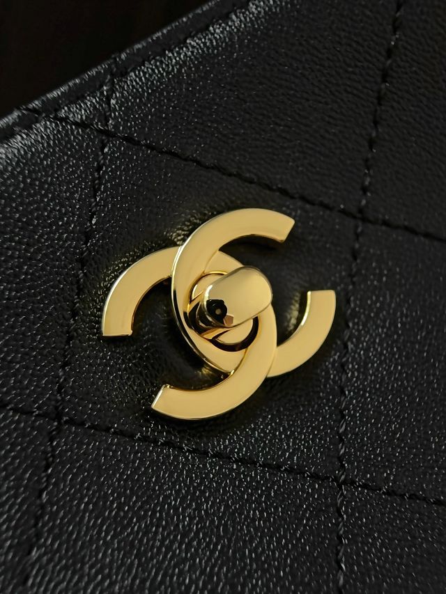CC lambskin small shopping bag AS6495 black 