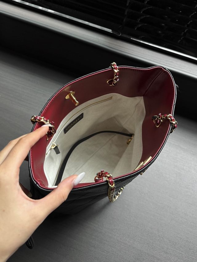 CC lambskin small shopping bag AS6495 black 