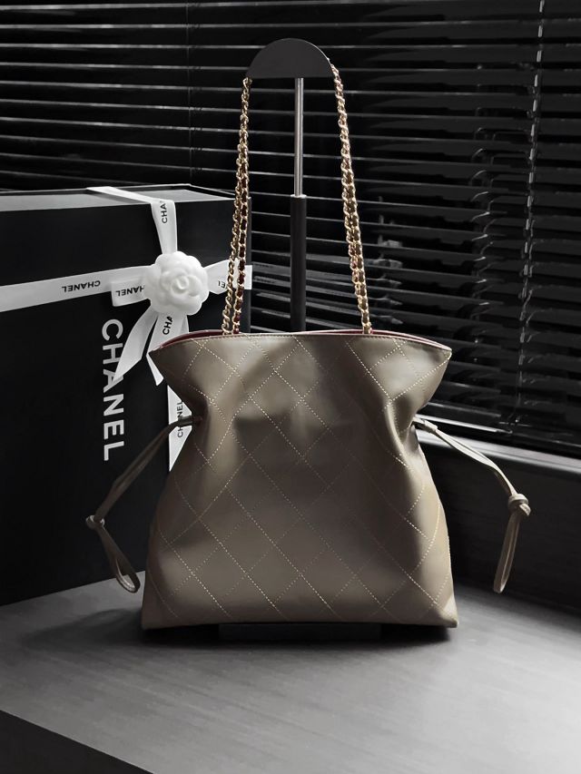 CC lambskin small shopping bag AS6495 khaki green