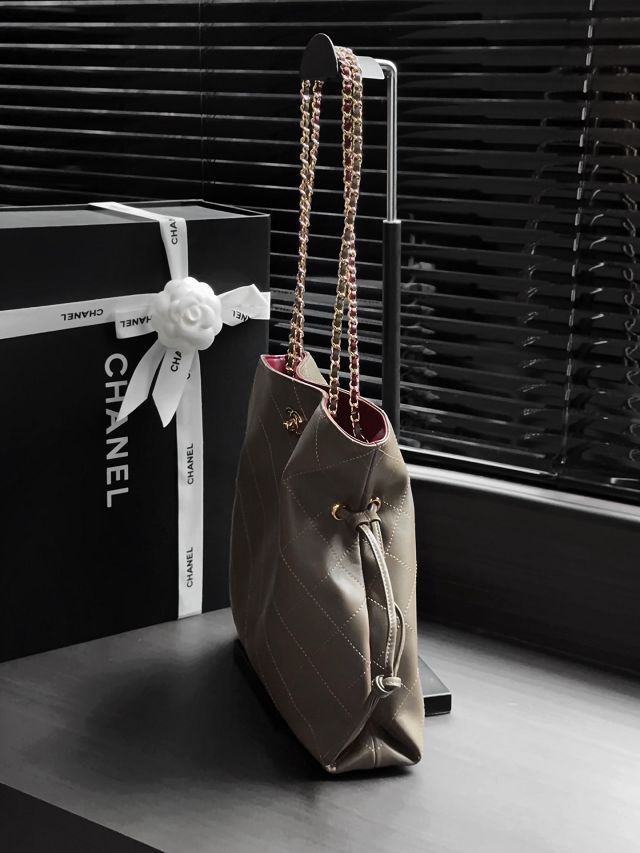 CC lambskin small shopping bag AS6495 khaki green