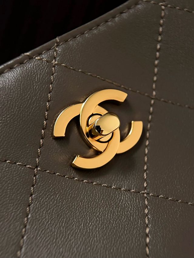 CC lambskin small shopping bag AS6495 khaki green