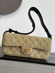CC suede calfskin flap bag AS6577 beige