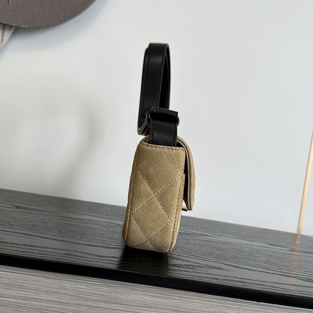 CC suede calfskin flap bag AS6577 beige