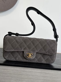 CC suede calfskin flap bag AS6577 grey