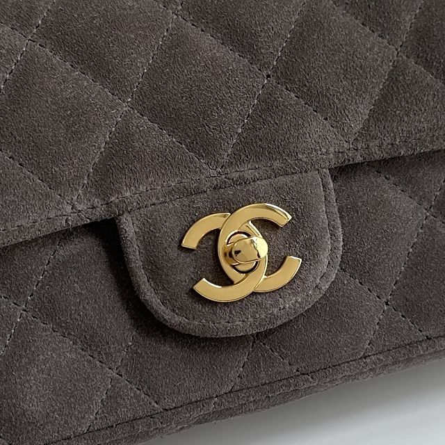 CC suede calfskin flap bag AS6577 grey