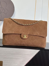 CC suede calfskin maxi flap bag AS6234 brown
