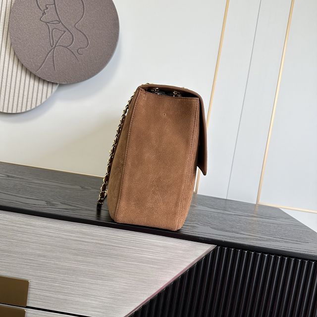 CC suede calfskin maxi flap bag AS6234 brown
