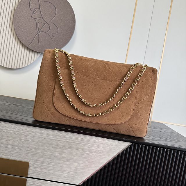 CC suede calfskin maxi flap bag AS6234 brown