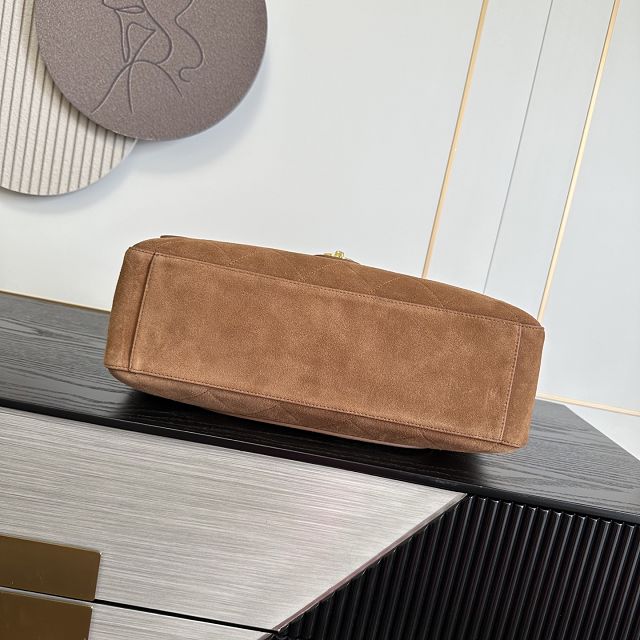 CC suede calfskin maxi flap bag AS6234 brown
