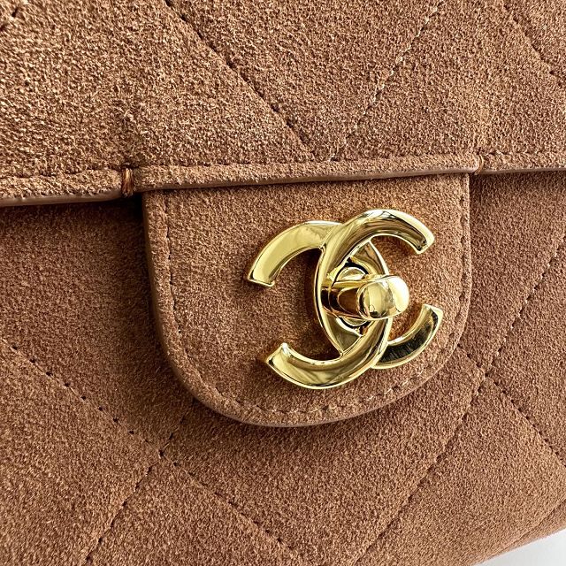 CC suede calfskin maxi flap bag AS6234 brown