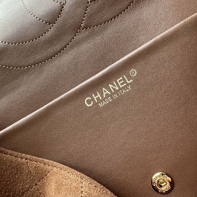 CC suede calfskin maxi flap bag AS6234 brown