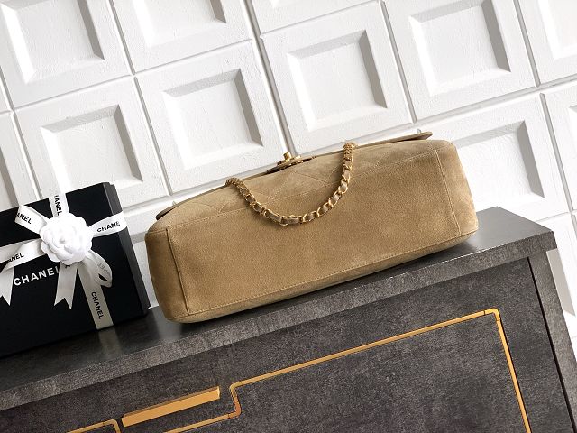 CC suede calfskin maxi flap bag AS6234 light brown