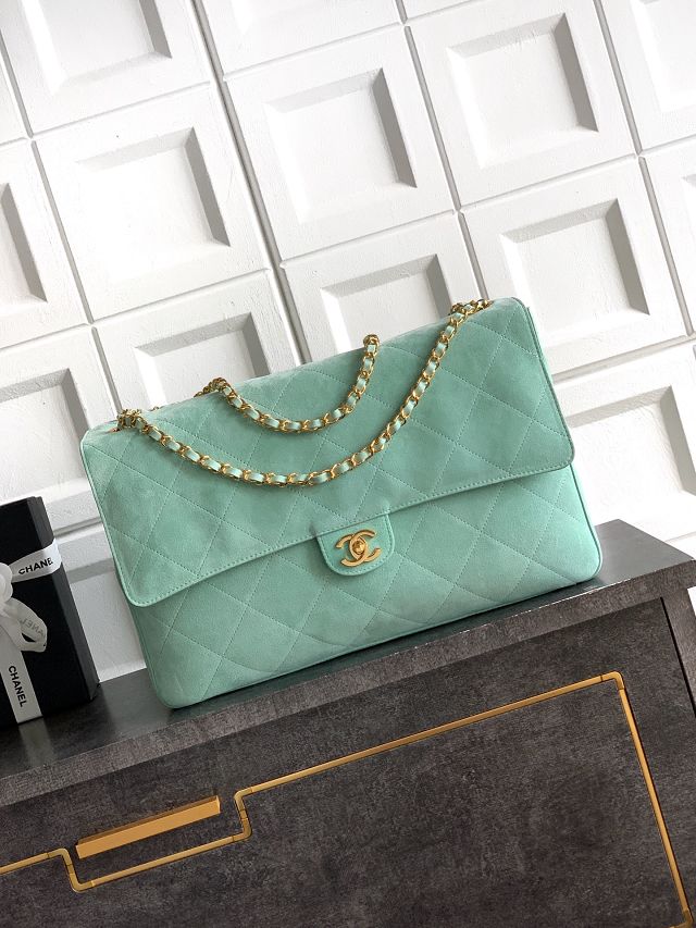 CC suede calfskin maxi flap bag AS6234 mint green