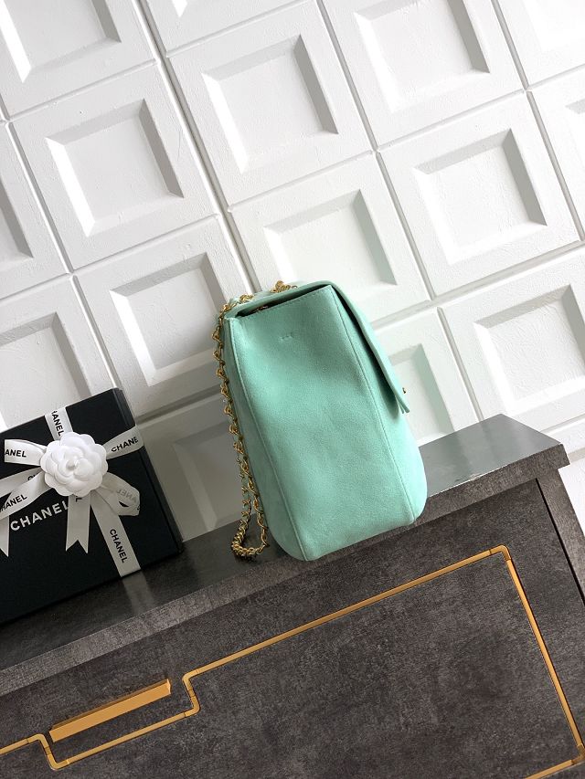 CC suede calfskin maxi flap bag AS6234 mint green