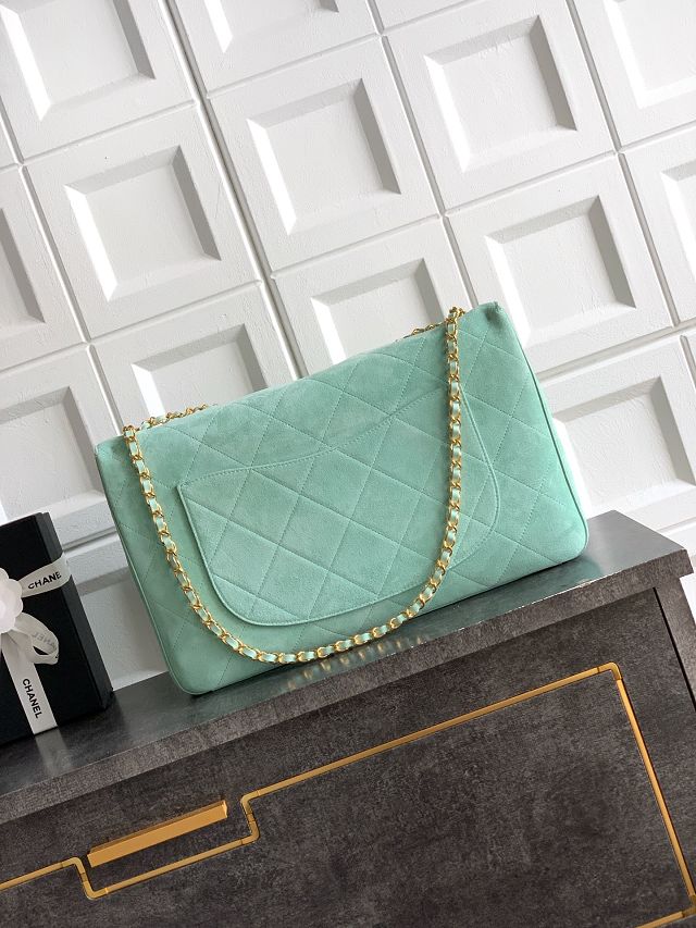 CC suede calfskin maxi flap bag AS6234 mint green