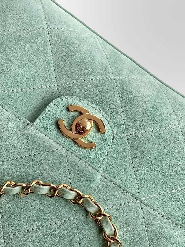 CC suede calfskin maxi flap bag AS6234 mint green