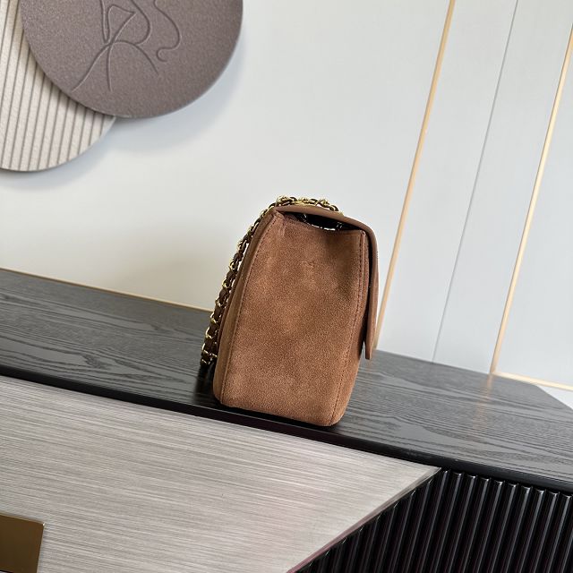 CC suede calfskin maxi flap bag AS6281 brown