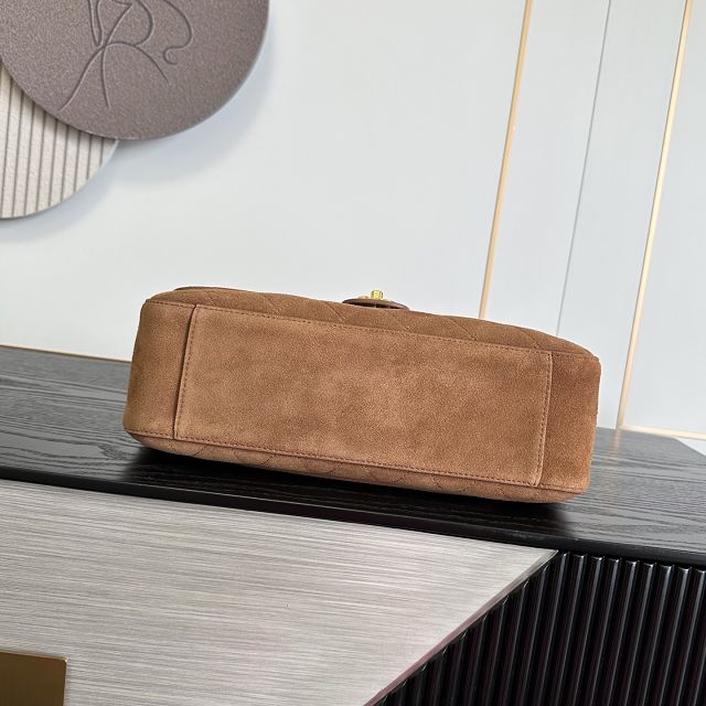 CC suede calfskin maxi flap bag AS6281 brown
