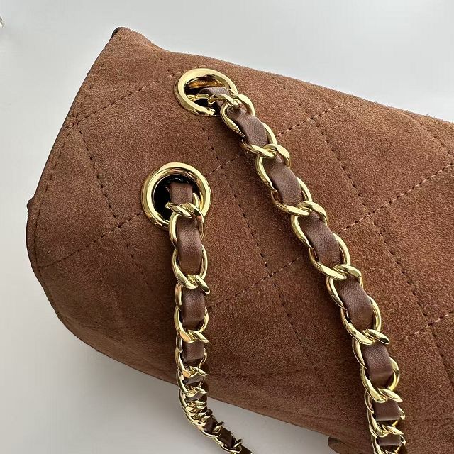 CC suede calfskin maxi flap bag AS6281 brown